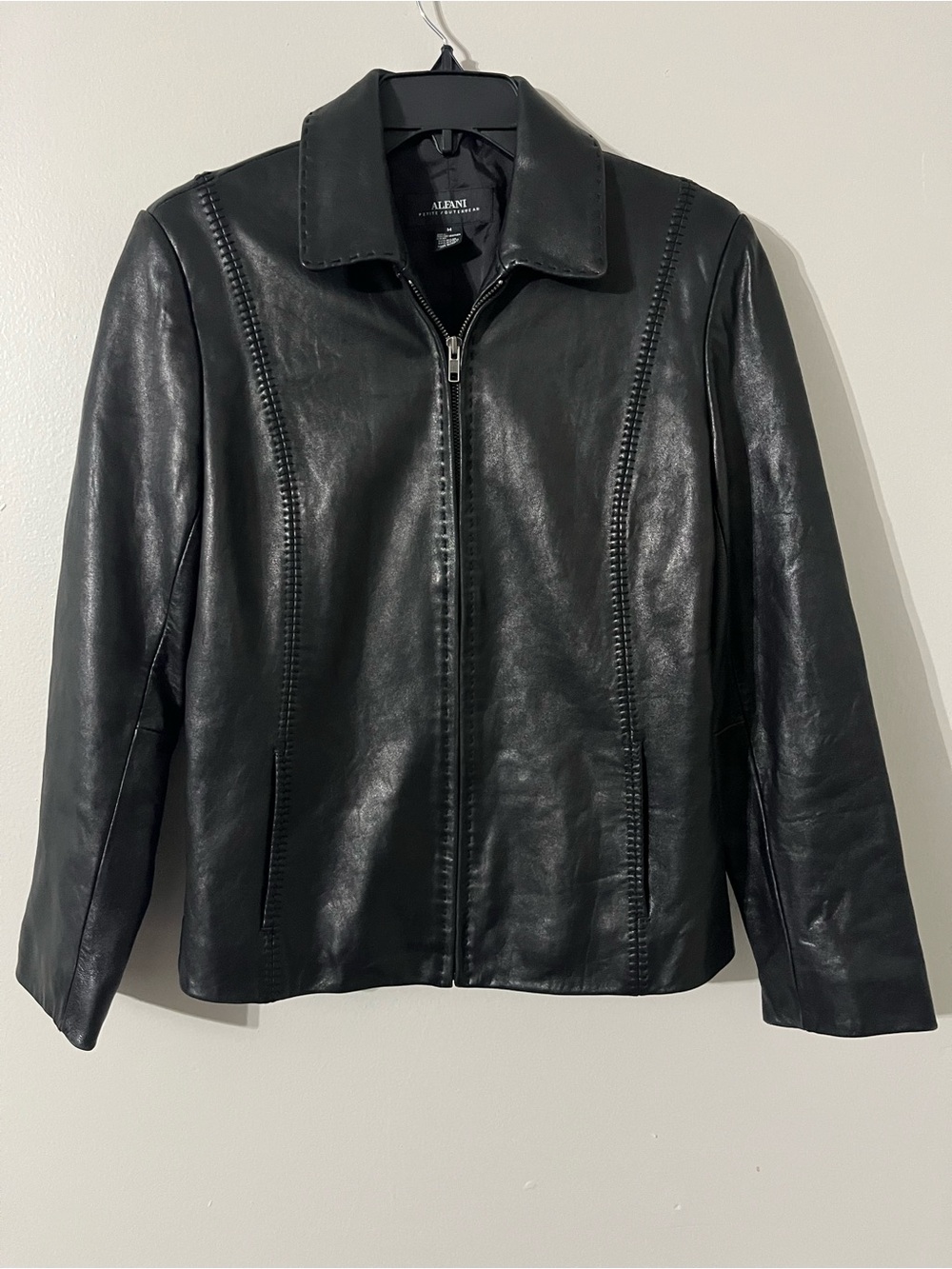 Alfani Genuine Leather Black Jacket Sz M